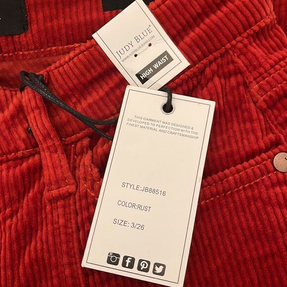 Judy Blue Rust Color High Waist Ankle Straight Corduroy Jeans Pants - Picture 9 of 9